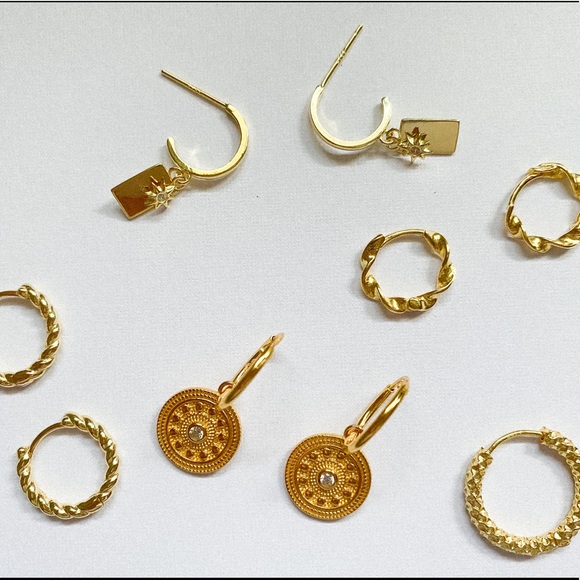 18k Gold Plated Medallion Earrings - Picture 3 of 3